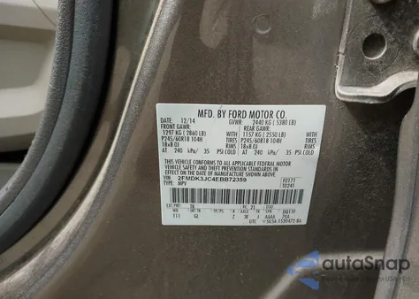 2014 Ford Edge Sel from USA, damaged, VIN 2FMDK3JC4EBB72359